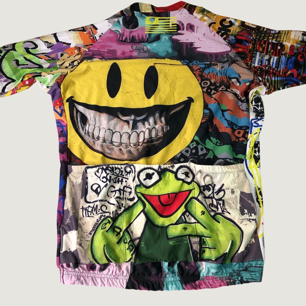 Cycling Jersey Mens 3XL Full Zip Pocket Colorful Graffiti Skull Frog Rad As Hell